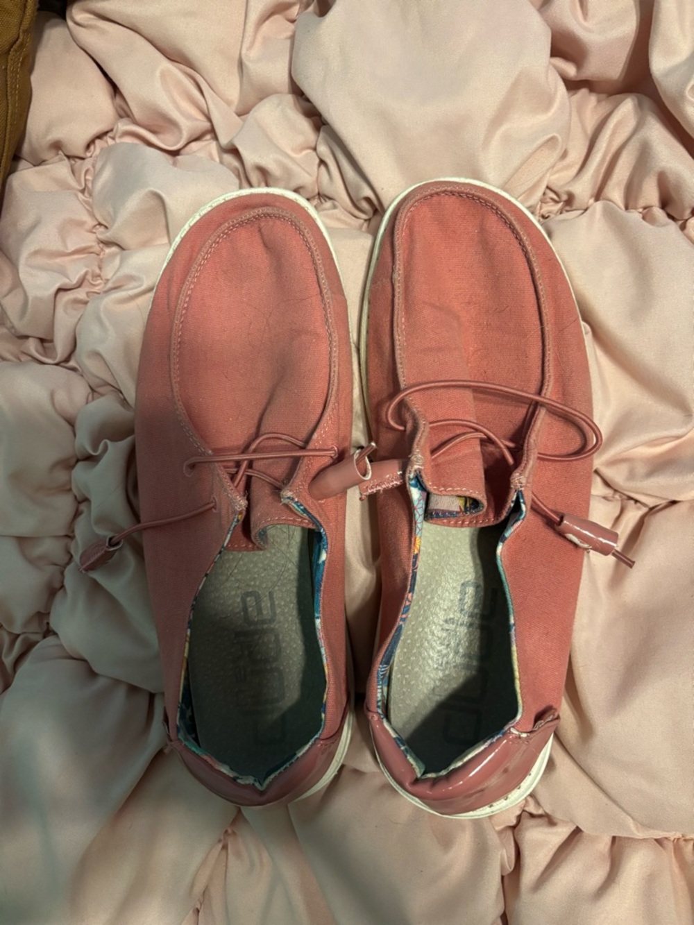 Hey Dude Women’s Coral Pink Lightweight Canvas Sneakers